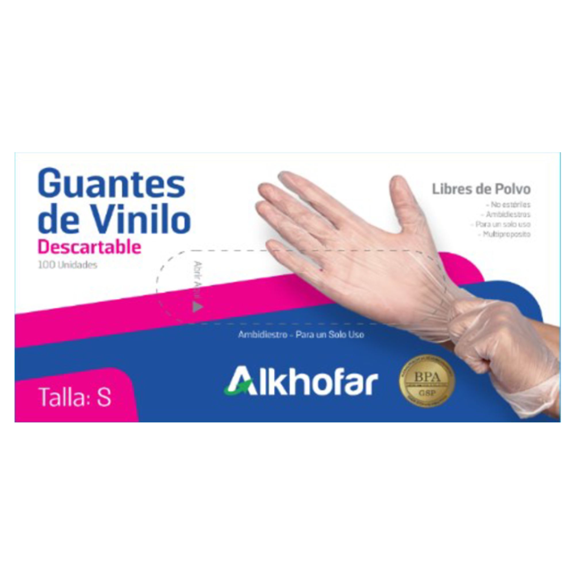 Guantes De Vinilo Trans S/Polvo X100 T-S ALKHOFAR