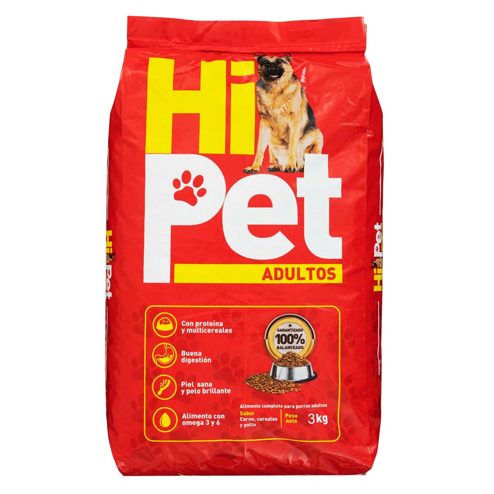 Alimento para Perros HI PET Adultos carne y cereales Bolsa 3Kg