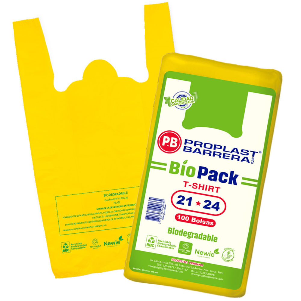 Bolsa T Shirt Bio Amarillo 21X24