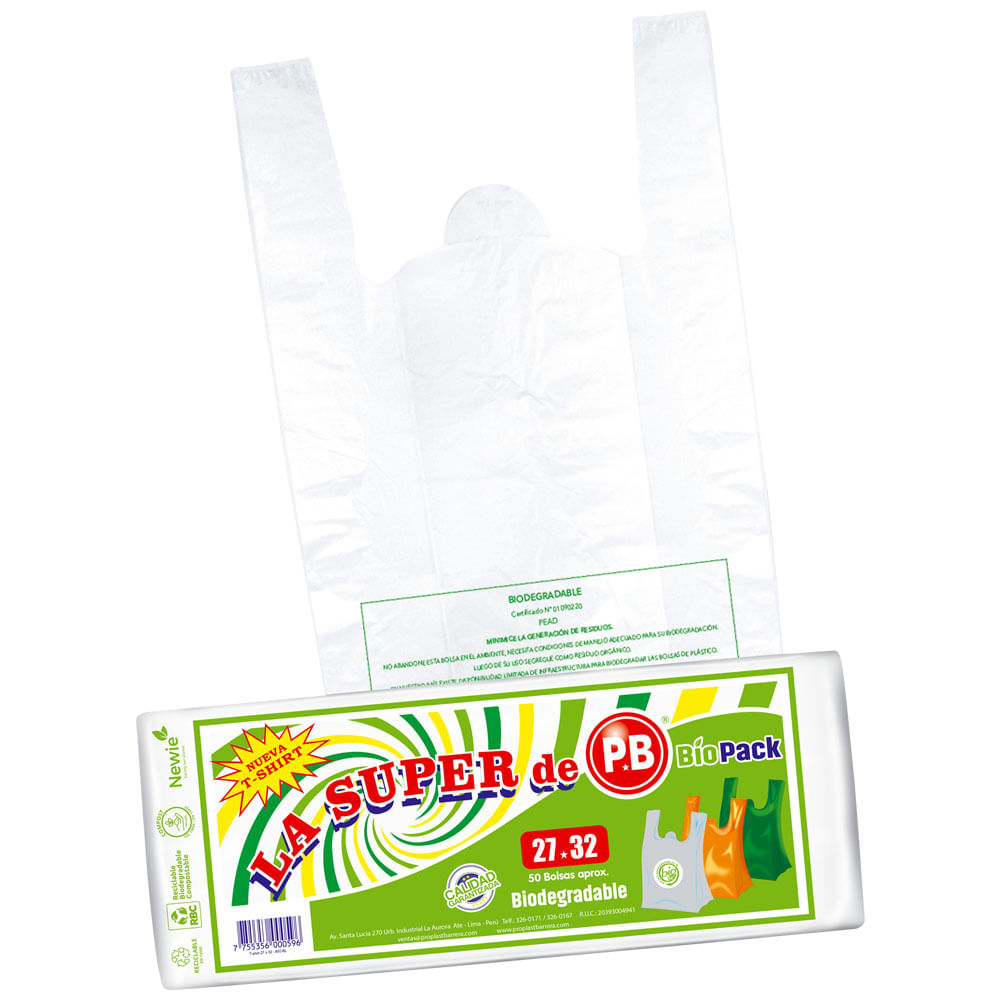 Bolsa T Shirt Bio Blanco 27X32 x100Un