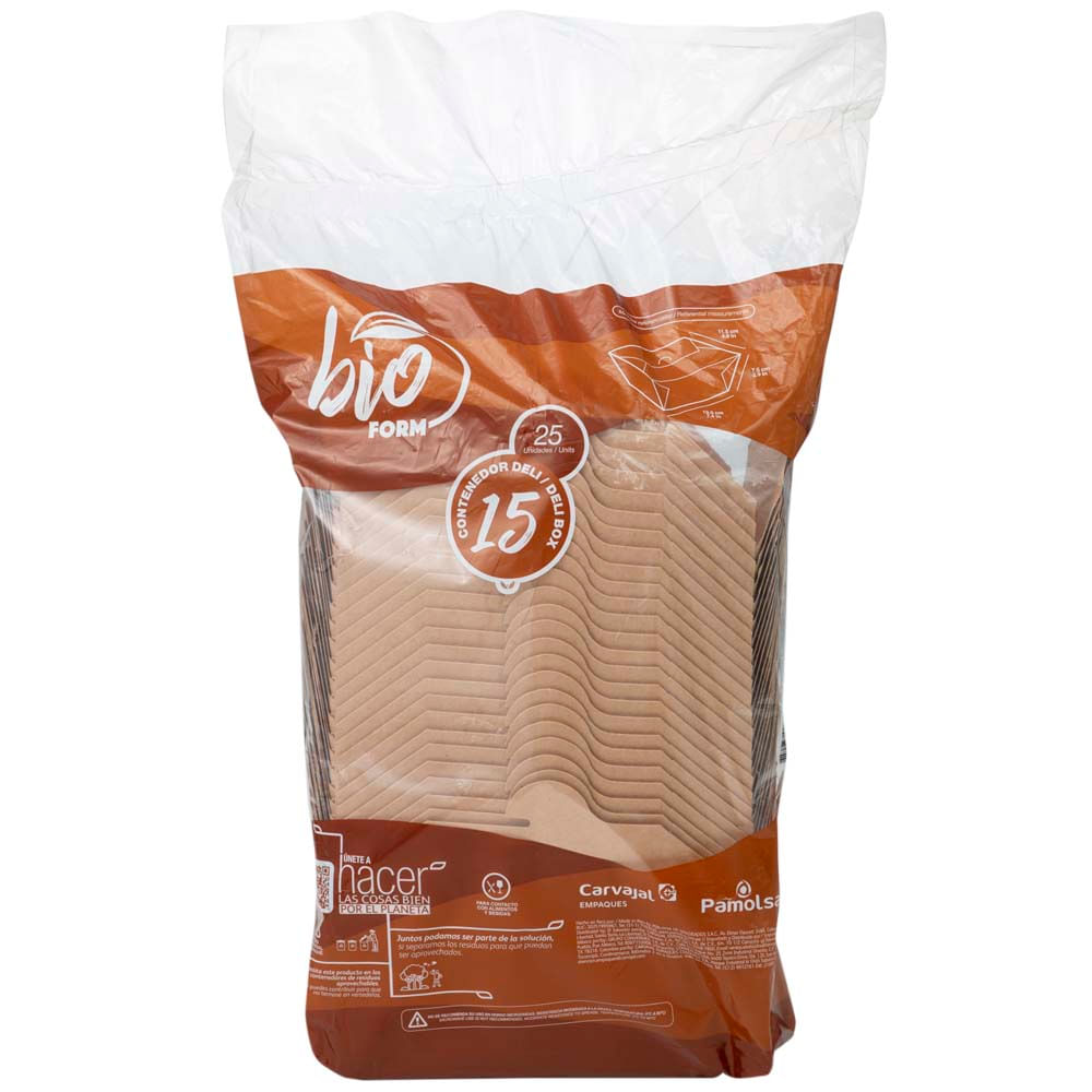 Contenedores Pamolsa Deli 15 Kraft Cart BIOFORM 25un