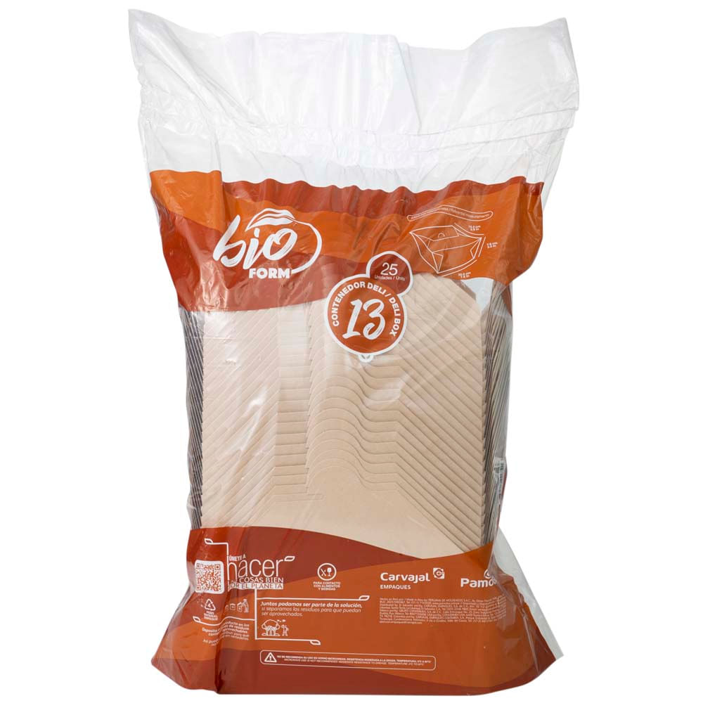 Contenedores Pamolsa Deli 13 Kraft Cart BIOFORM 25un