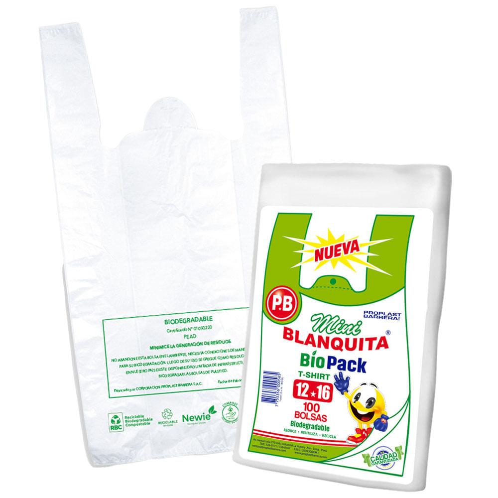 Bolsa T Shirt Bio Blanco 12X16