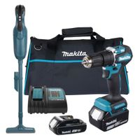Taladro Perc 1/2"" 18V LXT BL 2 Bat + Aspiradora 1.4 m³/min + Maletín Makita