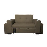 Sofa Cama Baraka Home Madison  con Portavaso y Puff  1.5 Plz Beige Oscuro