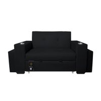 Sofa Cama Baraka Home Madison  con Portavaso y Puff  2 Plz Negro