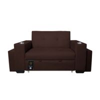 Sofa Cama Baraka Home Madison  con Portavaso y Puff  2 Plz Chocolate
