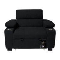 Sofá Cama Baraka Home Baltimore con Porta Vasos y Bolsillos Laterales 1 plz Negro
