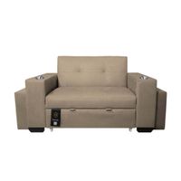 Sofa Cama Baraka Home Madison  con Portavaso y Puff  1.5 Plz Beige Claro