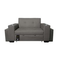 Sofa Cama Baraka Home Madison  con Portavaso y Puff  1.5 Plz Gris Oscuro