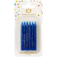 Velas Premium de Cumpleaños Glitter Azul MARSHALL & MASON x12un