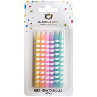 Velas Premium de Cumpleaños Rayadas Pastel MARSHALL & MASON x6un