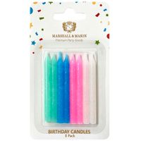 Velas Premium de Cumpleaños Bday Glitter Multicolor MARSHALL & MASON x8un