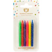 Velas Premium de Cumpleaños Glitter Multicolor MARSHALL & MASON x12un