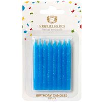 Velas Premium de Cumpleaños Bday Glitter Azul MARSHALL & MASON x8un