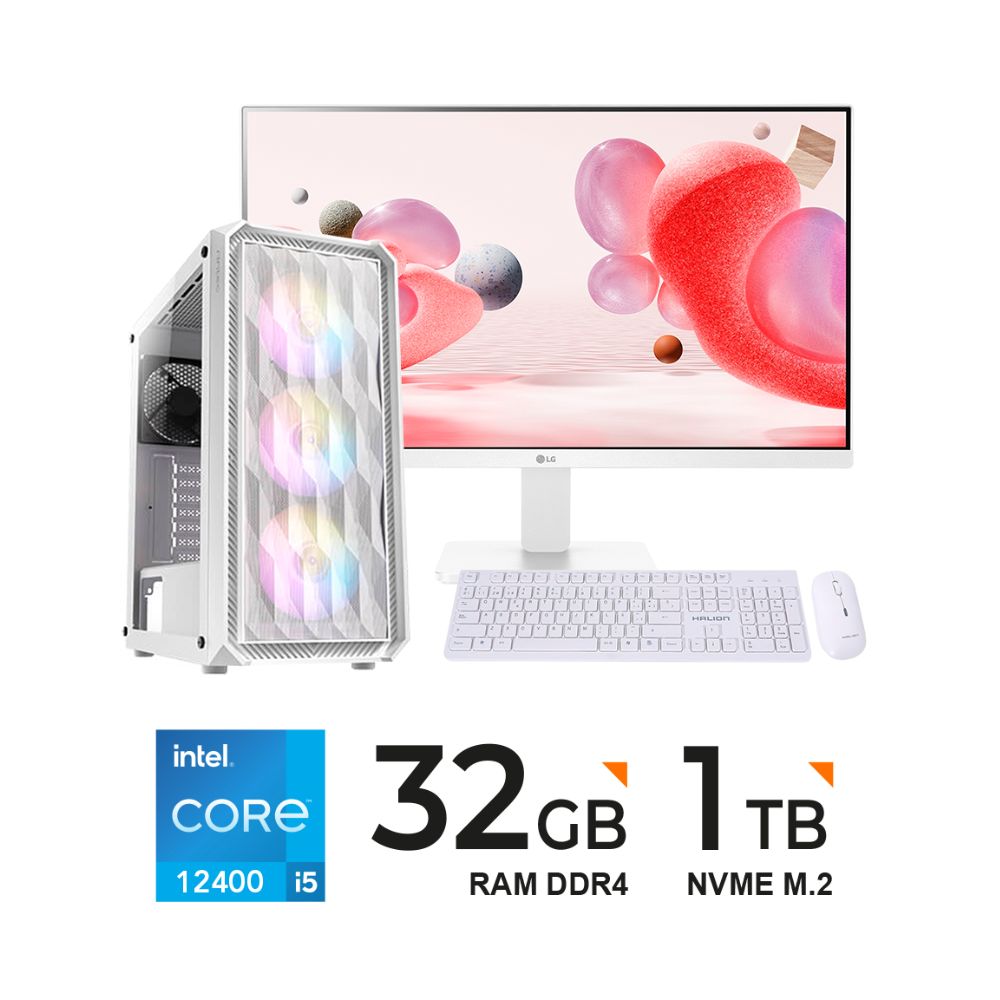 Computadora PC INTEL I5-12400 4.40GHz 32GB DDR4 1TB SSD MONITOR 23.8"" FHD KIT TECLADO Y MOUSE 2 EN 1