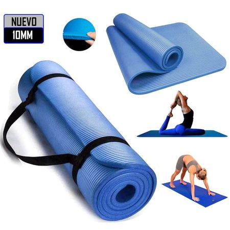 Mat de Yoga Pilates 10 mm con Elástico Portátil