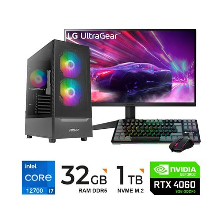 Computadora PC INTEL I7-12700 32GB DDR5 1TB VIDEO RTX 4060 8GB MONITOR 23.8