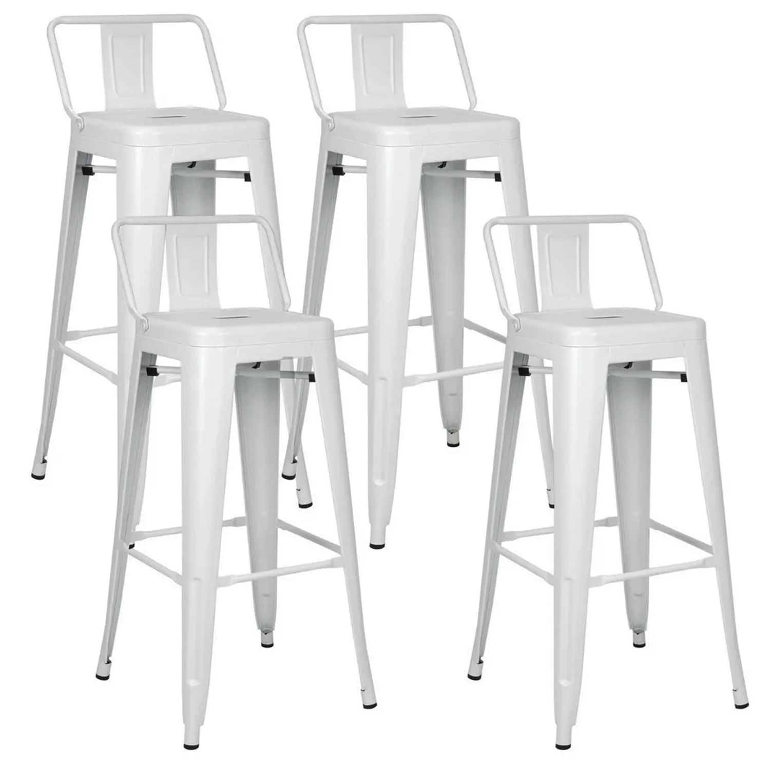 Set x 4 Sillas de Bar Tolix Con Respaldo Blanco