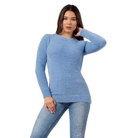 Polera Básico y Suave de Angora Color Celeste L