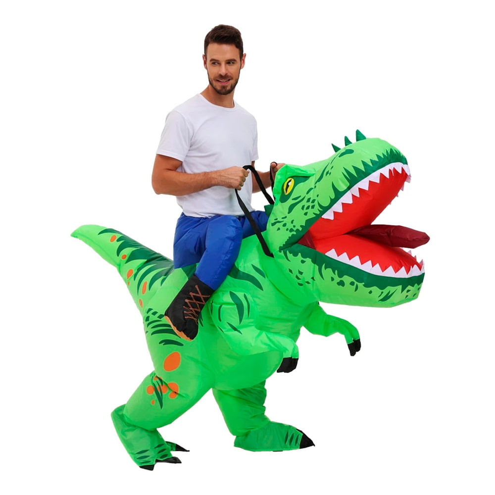Disfraz Inflable Montable de Dinosaurio Rex Verde Adulto para Halloween ...