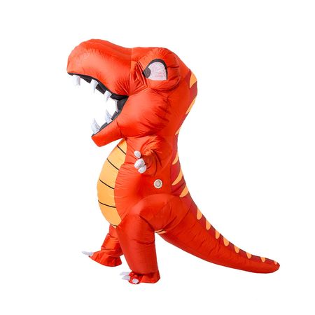 Disfraz Inflable de Dinosaurio Naranja Cabezón para Halloween y Cosplay