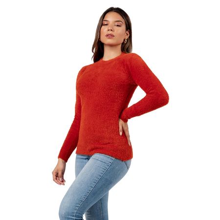 Polera Básico y Suave de Angora Color Lacre M