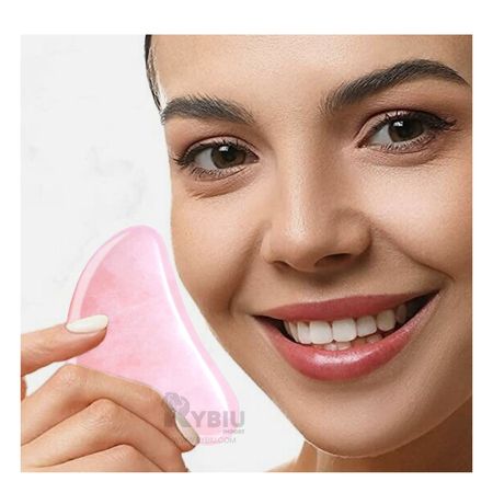 Gua Sha de Cuarzo Masajeador Facial en Rosado Claro