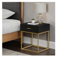 Velador Mesa de Noche Marks TU MESITA Melamina 18mm Base de metal color Negro