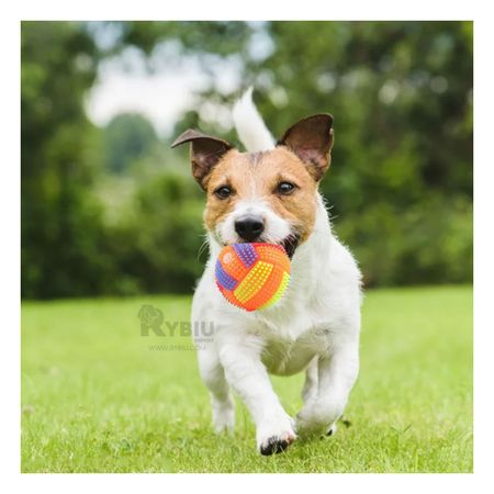 Pelota a Rayas Multicolor con Luz y Sonido en Tono Naranja