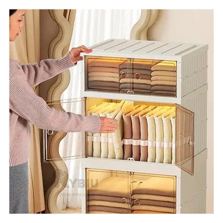Estante Plegable de 3 Niveles con Puertas en Blanco