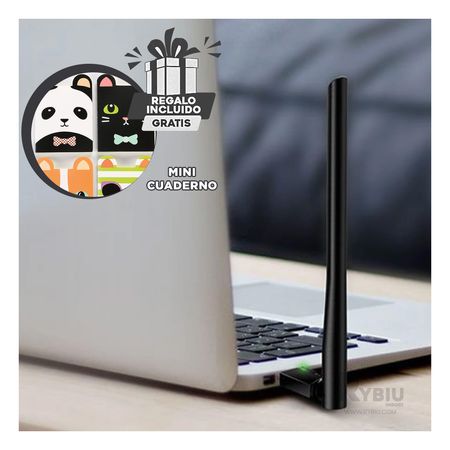 Receptor Compacto de WiFi con USB en Color Negro Y+Stickers