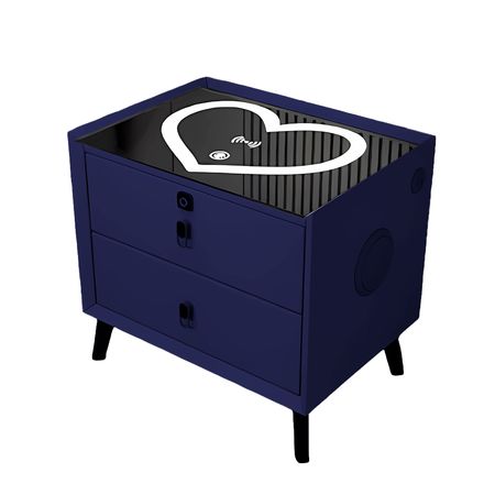 Mesa De Noche Smart Corazón con 2 Cajones | Azul Oscuro