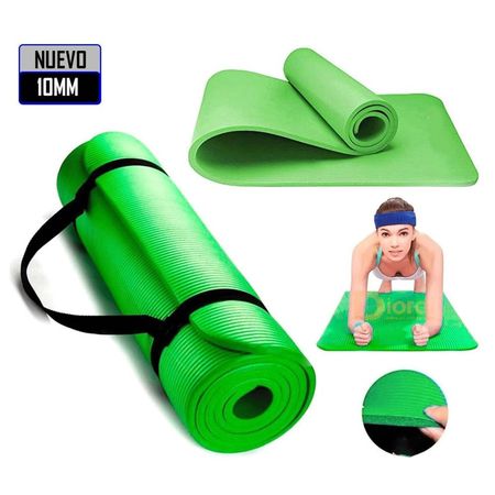 Mat de Yoga Pilates 10 mm con Elástico Portátil Verde