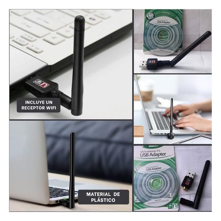 Receptor WiFi con Conexion USB en Color Negro