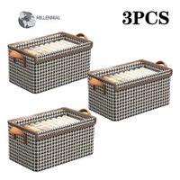 3 Pcs Organizadoras de Ropa Caja De Almacenamiento Con Tapa y Varillas