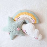 Pack x 3 Cojines para Cuna de Bebé BE CRAFTY Nube Estrella Arco Iris Tejidos en Hilo Antialérgico