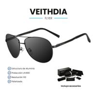 Lentes de Sol VEITHDIA Flyer - Polarizados - UV400 - Negro