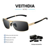 Lentes de Sol VEITHDIA Retro - Polarizados - UV400 - Gris