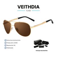 Lentes de Sol VEITHDIA Flyer - Polarizados - UV400 - Dorado