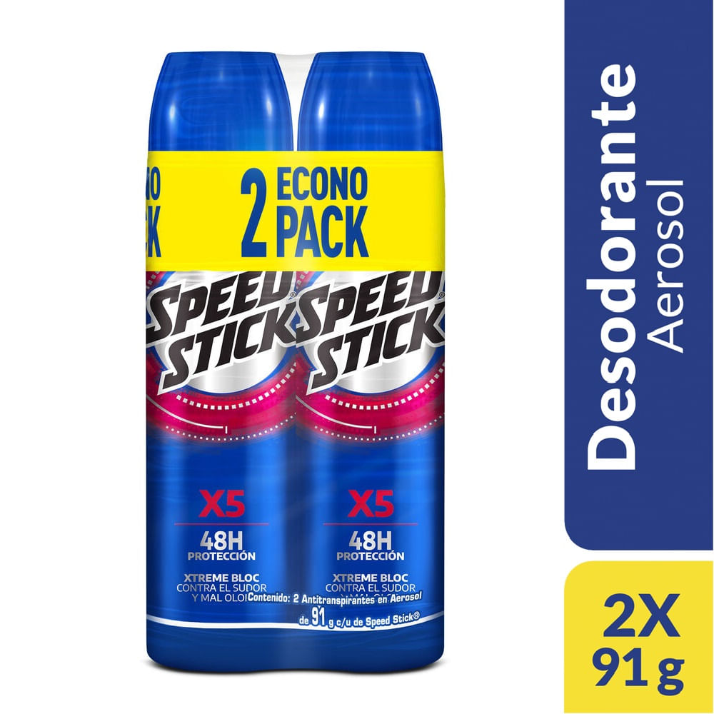 Desodorante Hombre SPEED STICK 24/7 Xtreme Bloc Aerosol 2x91g