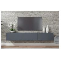 Mesa de TV Flotante 75"" TU MESITA Sigrid Melamina 18mm color Gris oscuro 3 puertas
