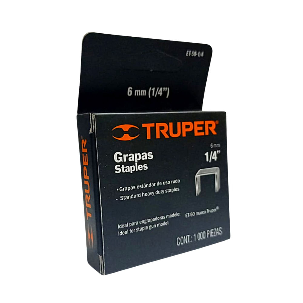 Grapas 1/4 Truper 6,0mm Et-50 Tapizar 1000pcs