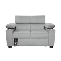 Sofá Cama Baraka Home Baltimore con Porta Vasos y Bolsillos Laterales 1.5 plz Gris Claro