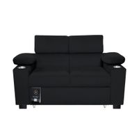 Sofá Cama Baraka Home Baltimore con Porta Vasos y Bolsillos Laterales 1.5 plz Negro