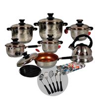 Set de Ollas Suprema 14 Piezas SU-TC020-14PC Tapas de Acero Negro