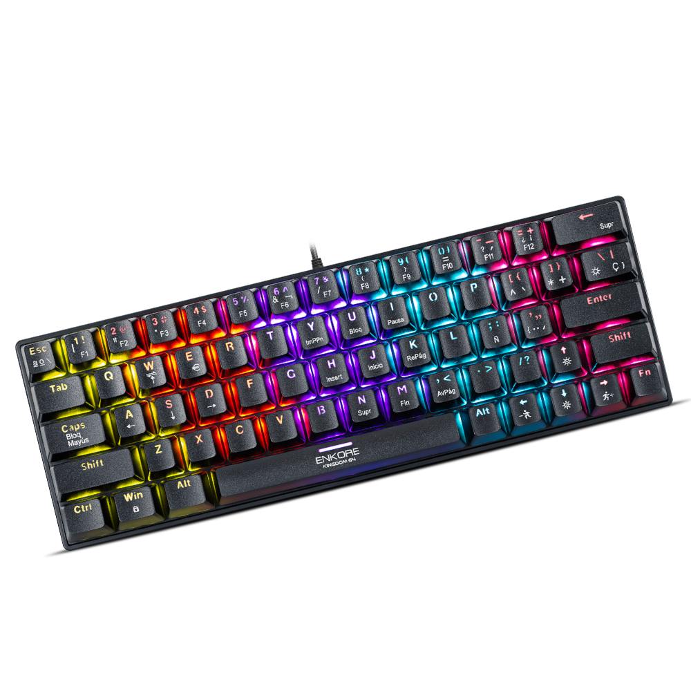 Teclado Gamer Mecánico Enkore Kingdom 64 ENK -1008 iluminación RGB Switch Rojo