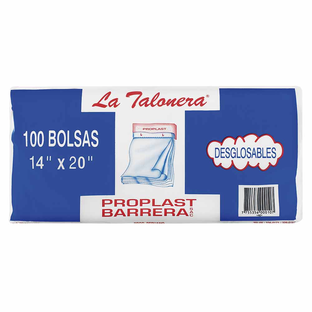 Talonera PBTra Desglo 14x20 100un