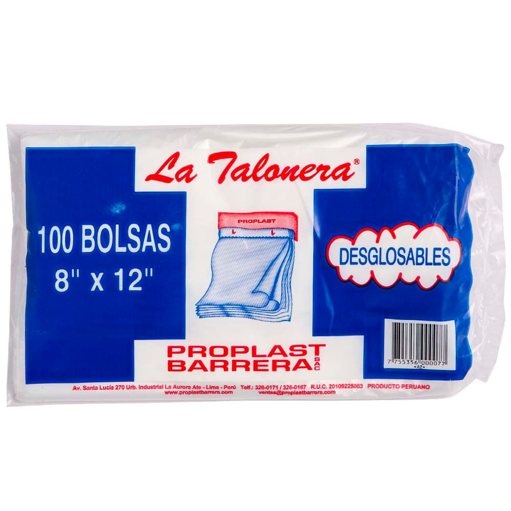 Talonera PB Transparente Desg 8x12un 100un