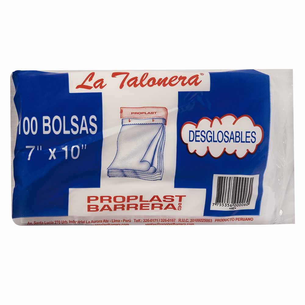 Talonera PB Transparente Desg 7x10 100un